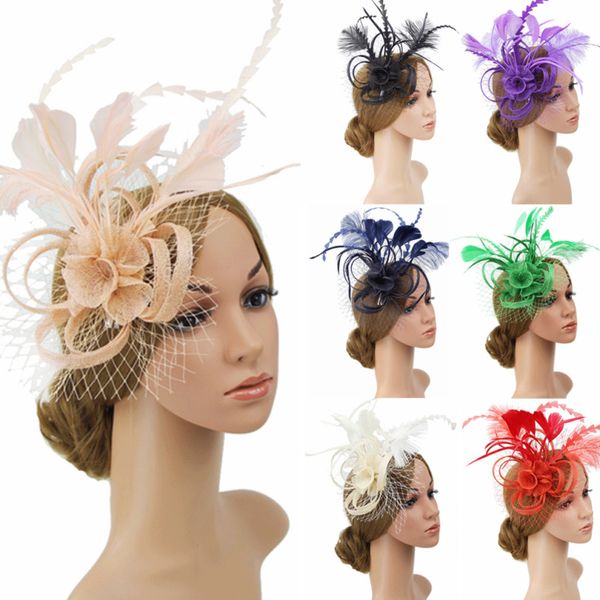 

fashion women ladies solid large flower feather comb fascinator party wedding races proms bridal hair accessory
