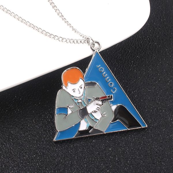 

игра детройт стать человеком neckalce коннор rk800 синий цвет эмали треугольник кулон для мужчины женщины ювелирные изделия, Silver