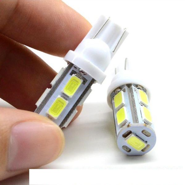 

100pcs car led t10 9 smd 5630 5730 led clear lens w5w 194 501 wedge interior license light lamp 12v white 6500k
