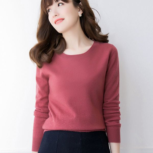 

women sweater 2019 spring new 12colors 100% pure cashmere knitwear oneck pullover female standard clothes, White;black