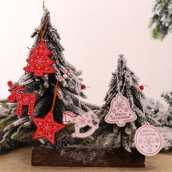 

12pc christmas snowman elk ornaments wooden pendants xmas tree ornaments home hanging decor decoracion de fiestas y eventos