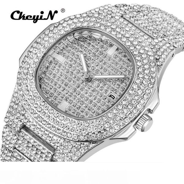 

men watch sliver rose gold mens watches brand luxury diamond stainless steel quartz wristwatch dress business date clock 45 mx190725, Slivery;brown