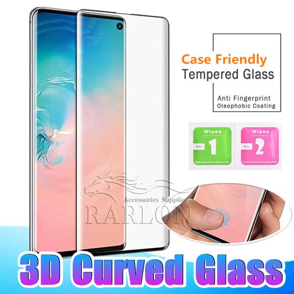 

3d curved case friendly tempered glass screen protector for samsung galaxy s10 plus 5g s9 s8 note 10 plus 8 9 lg g8 huawei p30 pro