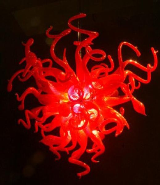Lampade di moda Lampadario decorativo Lampadari di Murano rosso arte Lampadari in vetro soffiato a mano Illuminazione a sospensione a LED