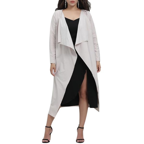 

new women's wear autumn light mature temperament women's wear long sleeve suit collar jacket long windbreaker monden, Tan;black