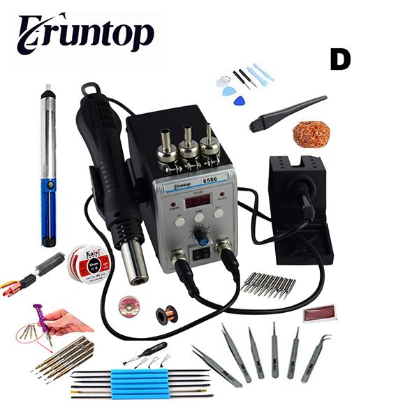 

750w 2 in 1 smd rework soldering station new erun8586 air gun + solder iron