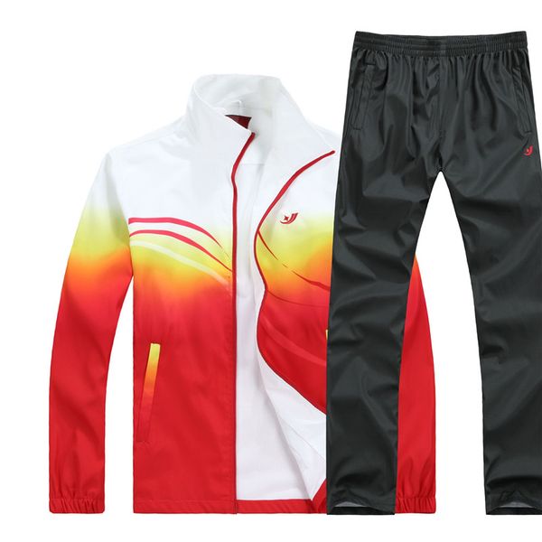 

men's set new spring autumn men sportswear 2 piece sets running suit jacket+pant young male fashion tracksuit asia size l-4xl, Gray