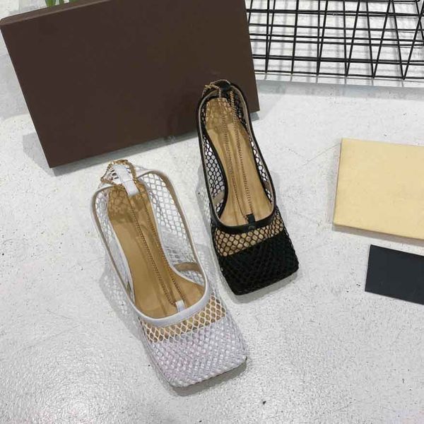 

2020 spring and summer high heels, new designer mesh sandals, luxury designer high heels, 9.5cm high heels, Black