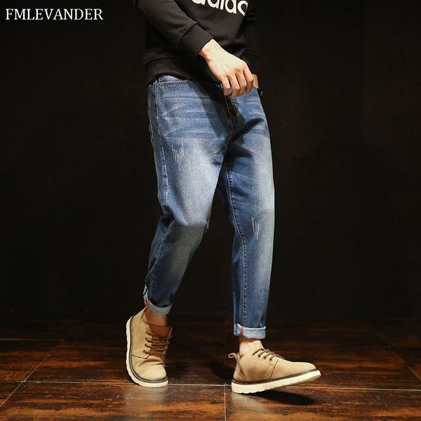 

new fashion jean straight pants stretch hip hop men jeans trousers, Blue