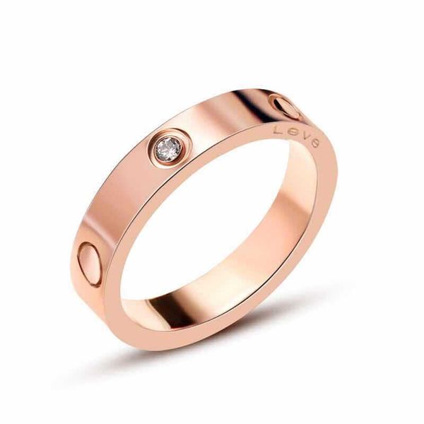 

selling screw titanium steel love plated 18k rose gold girl male personality simple wild couple gem ring jewelry wholesale, Golden;silver