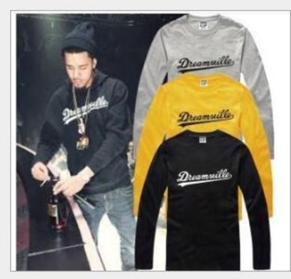 

new retail tee long sleeve t shirt dreamville j cole logo printed dv t shirt hiphop 100% cotton men, White;black