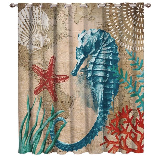 

sea life series seahorses room curtains large window curtain lights blackout bedroom kitchen fabric curtain panels with grommets