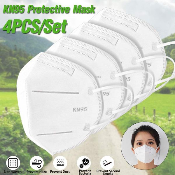 

60pcs face n95 4-layer pollution dustproof pm2.5 mask anti influenza breathing safety mouth caps