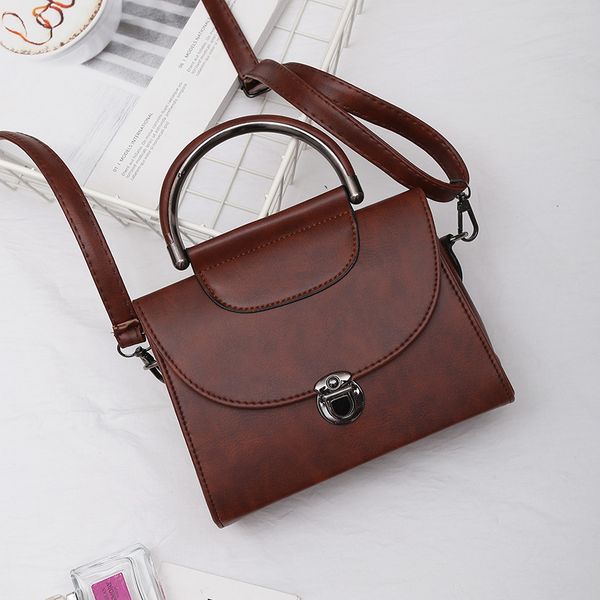 

women's bag new style shoulder bag iron handle lock small square style