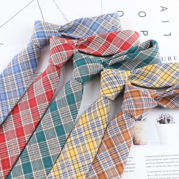 

new striped soft mens 100% cotton necktie bright check artificial skinny ties men business small tie cravat 6cm, Blue;purple