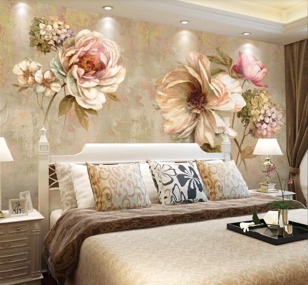 

3d wallpaper retro oil painting flower european style wall murals bedroom living room tv sofa backdrop wall paintings home decor