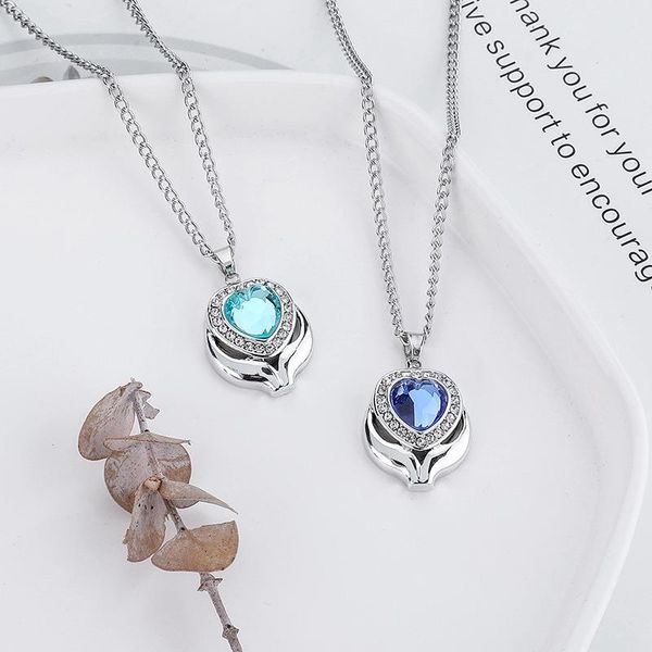 

Crystal Blue Heart Cremation Урна Ожерелье Ювелирные Изделия Мемориал Подвеска Кулон Ясень Ож