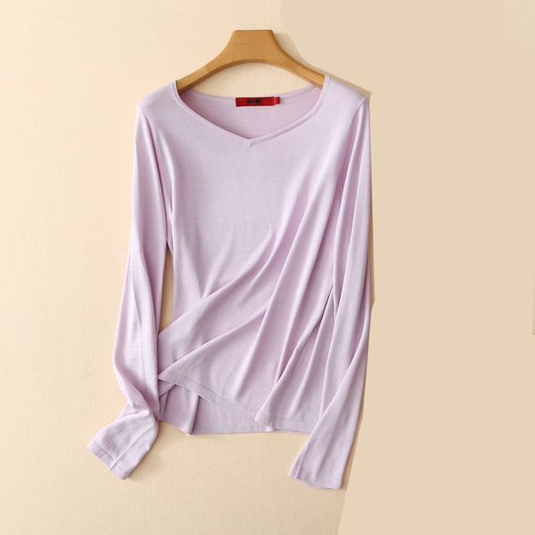 

women pullovers 100% natural silk knitted sweaters v neck pullover fall winter bottoming knit natural silk basic sweater, White;black