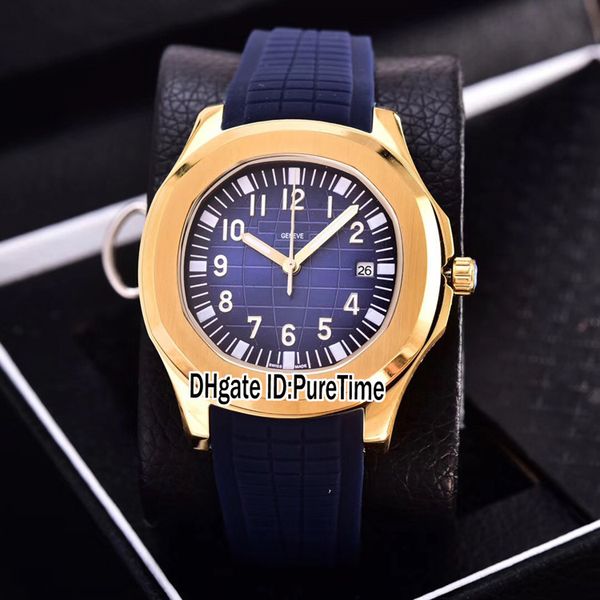 

new aquanaut 5167a 5168g yellow gold blue dial date a2813 automatic mens watch blue rubber strap 7 colors sports watches puretime pb304c3, Slivery;brown