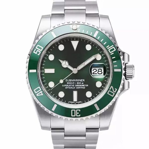 

New luxury ceramic bezel men watche mechanical tainle teel automatic movement green watch port elf wind watche 116610lv wri twatch