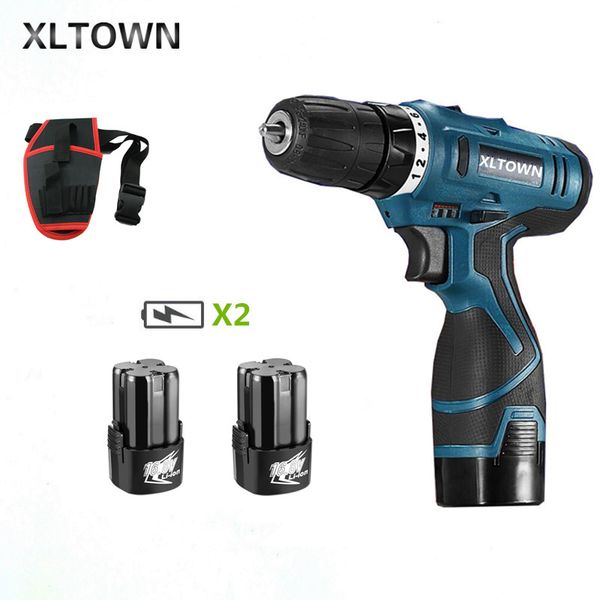 

xltown 16.8v cordless multi-function two-speed electric screwdriver with 2 lithium battery rechargeable mini drill gift bit
