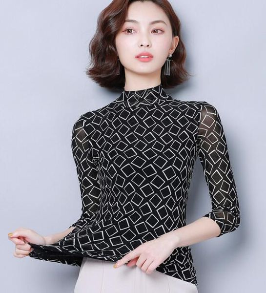 

autumn new print seven-point sleeves fashion simple wild small shirt, White