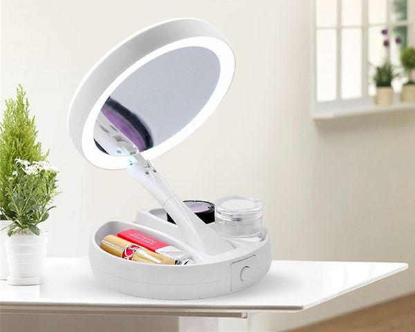 Dhl Double Sided Round Rotation Led Lights Makeup Mirror