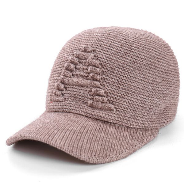 

baseball caps autumn and winter new baseball caps men's and women's plus velvet warm wool letters sweater hat, Black;white