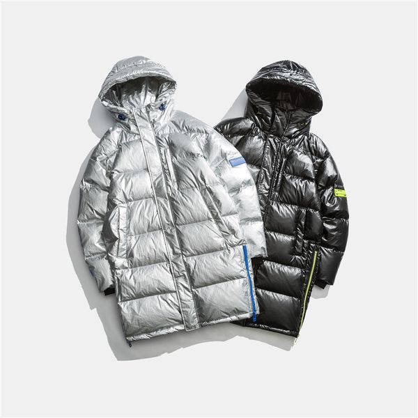 

winter models long hooded down jacket men's japanese tooling cotton men's loose warm casual jacket, Black