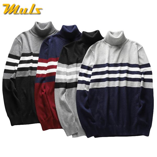 

muls 2018 new turtleneck sweaters pullover men cotton knit sweater jumpers male autumn winter knitwear red balck wine red navy, White;black
