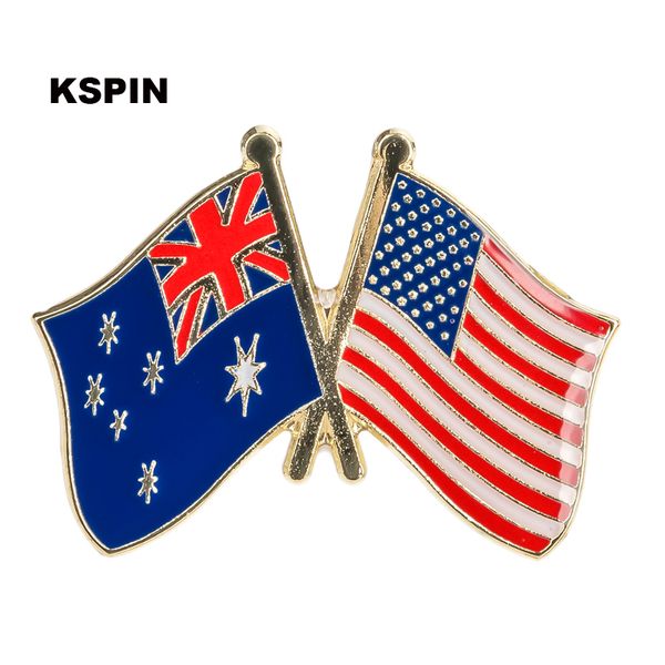 Freundschaftsflagge Australien USA, Metallnadel für Mantel, Jacke, Brosche am Kragen des Hemdes, Schmuck, Geschenk XY0114