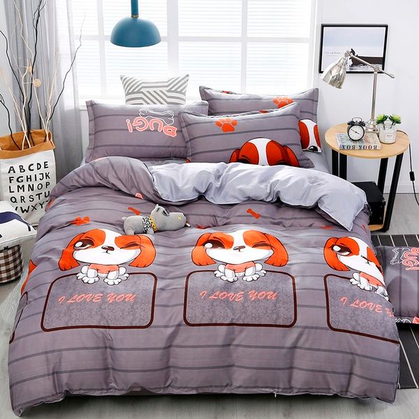 

cute ccartoon dog bedding set skin-friendly breathable quilt cover bed sheet pillowcase