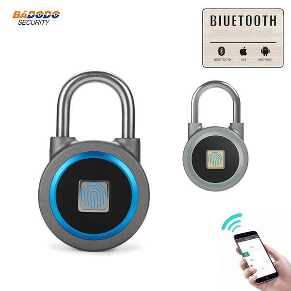 

waterproof keyless portable bluetooth smart fingerprint lock padlock anti-theft ios android app control door cabinet padlock y200407