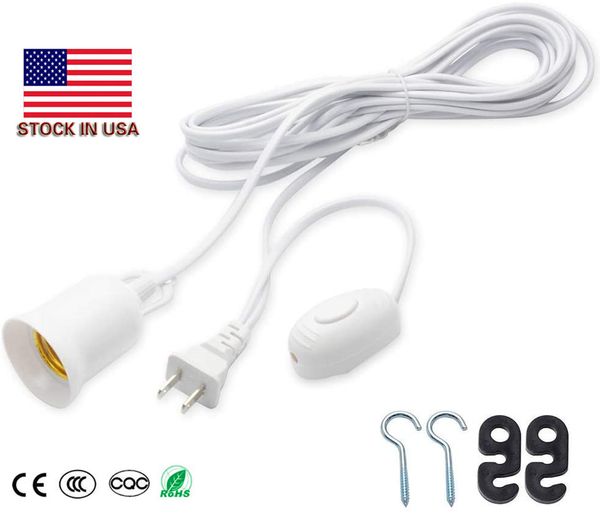 Cabo 1.8M 6M cabo de alimentação E27 lâmpada Casquilho redonda com fio interruptor para lustre bulbo suporte da lâmpada 85-265V penduradas luz soquete