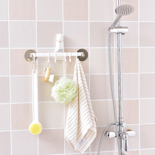 

plastic material simple strong adhesive hook punch wall mount kitchen hanger hook bathroom corner towel rack
