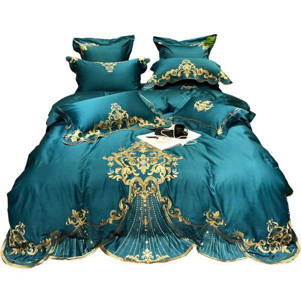 

бутик вышивка золотой нитью постельные принадлежности костюм мода европейский стиль роскошь 80-х хлопок покрывало костюм 4 шт. новый стиль п