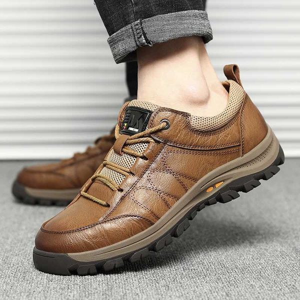

men genuine leather sports outdoor mountaineering walking shoes