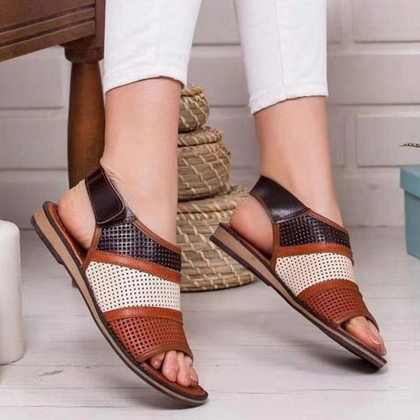 

women shoes sandals flat hollow out open toe breathable round toe non-slip shoe light sandals sandalias de mujer dropship ##0, Black