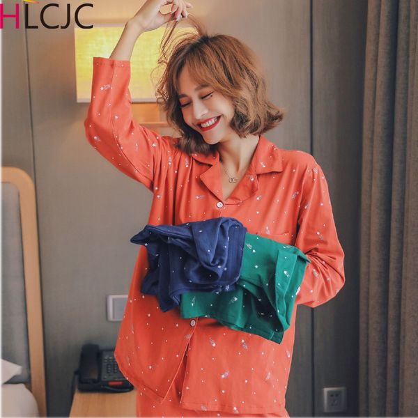 

women pajamas set girl sleepwear cotton loose pijama femme long women pyjamas suit female clothing set 2019 nightwear winter, Black;red