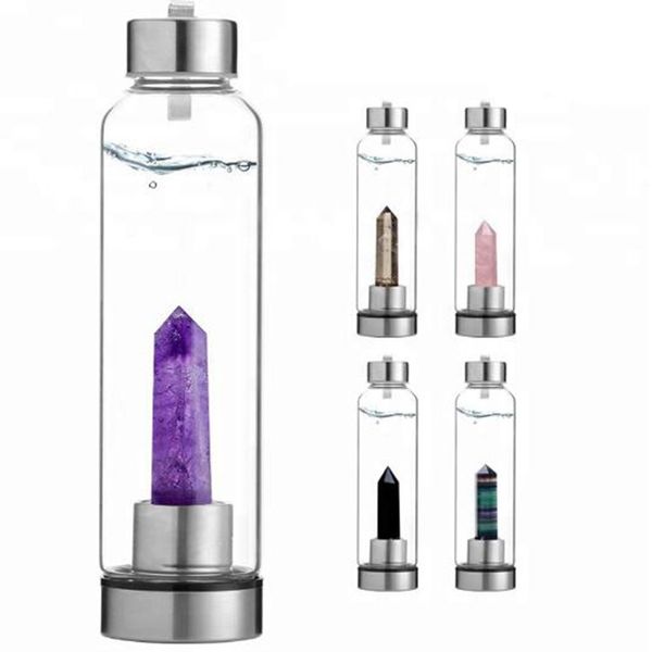 

2019 creative water bottle natural cry tal quartz cry tal gem tone water bottle wand point reiki healing cry tal gla healing bottle gla