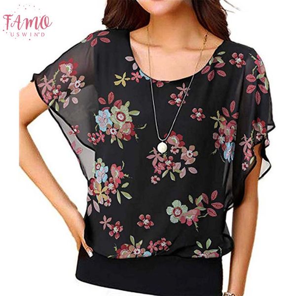

women shirts printed bat short sleeves loose o neck casual white trend elegant noble floral vogue summer blouse shirts