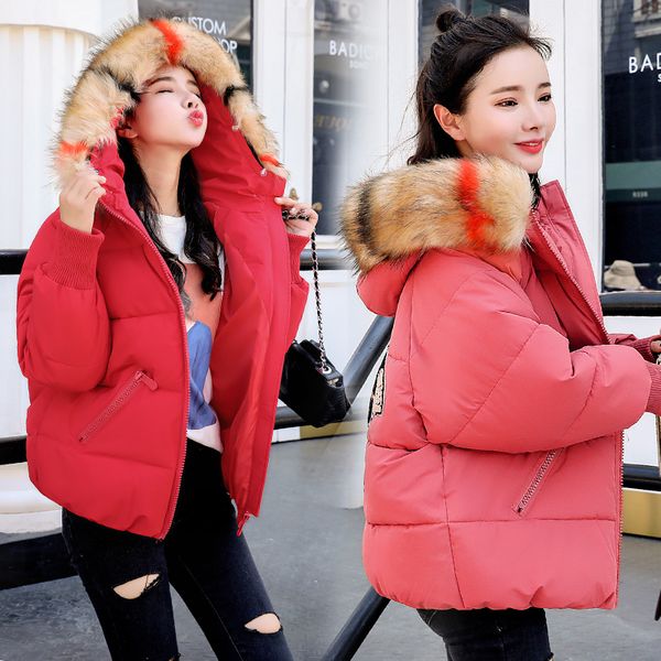 

2019 new cotton female loose down cotton jacket short bread thickening students coat in winter down jacket, Black