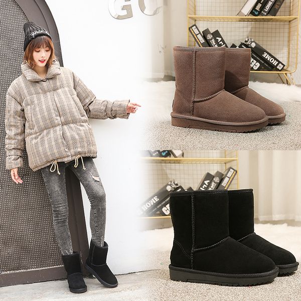 

flat heel low heels booties women's rubber boots shoes woman winter shoes leather booties australia lace up plush round toe, Black
