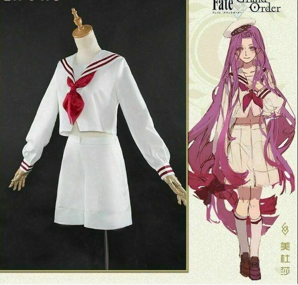 

fate stay night medusa cosplay costume rider medusa sailor suit uniform, Black;red