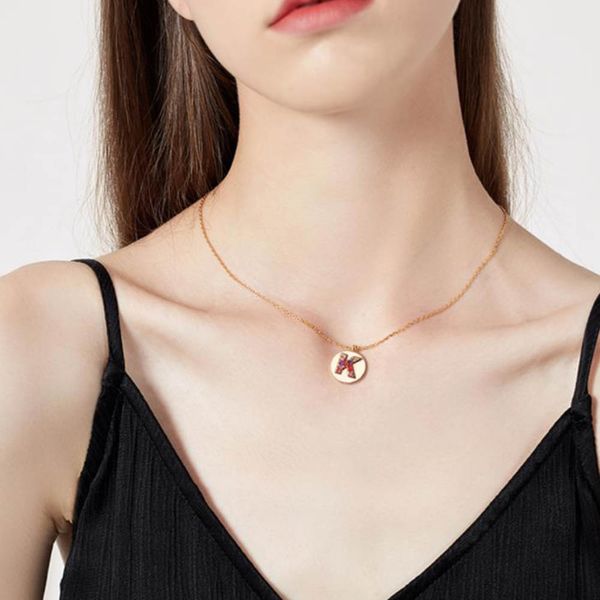 

letter necklace a-z initial personality 26 letter colourful crystals choker for women girlfriends pendant gift jewelry, Golden;silver