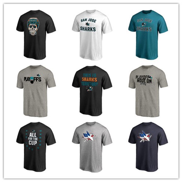 

men's san jose sharks t-shirts designer hockey jersey black gray 2019 men's sports outdoor short shirts price printed brand logos