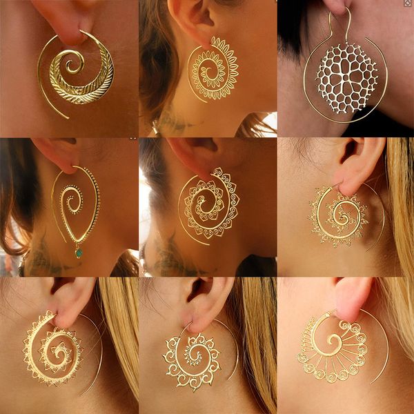 

new designer jewelry gifts hyperbole gear earrings swirl drop earring spiral type geometric simple hoop ear hook eardrop women accessory, Silver