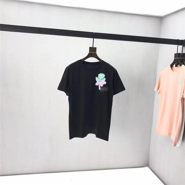 

new style men tshirt summer wear fashion casual black shirts rose flower pattern printed womens short sleeved cotton shirt tees, White;black