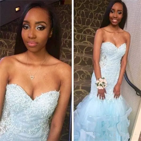 

2020 sweetheart lace appliques slim mermaid prom dresses beading custom lace up back junior women evening party gowns formal, Black