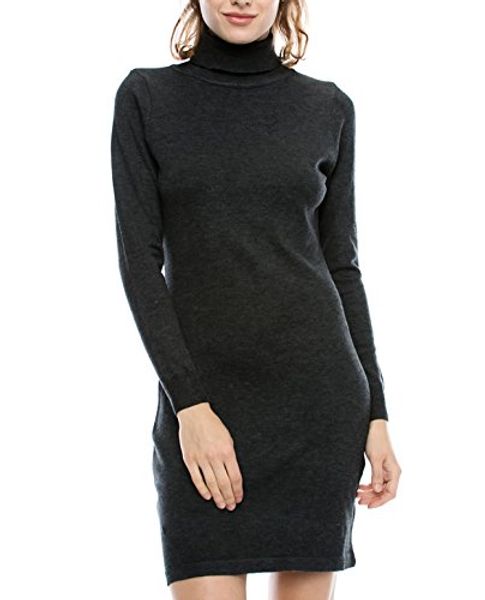 

mono b женщин черепаха декольте с длинным рукавом вязать свитер, Black;gray